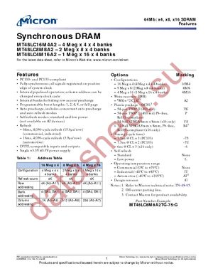 MT48LC4M16A2F4-75:G TR datasheet  